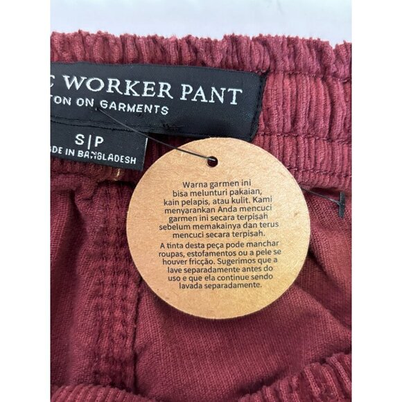 COTTON:ON Elastic Worker Pant Men S/P Burgundy Corduroy Relaxed Casual Style - Picture 7 of 16